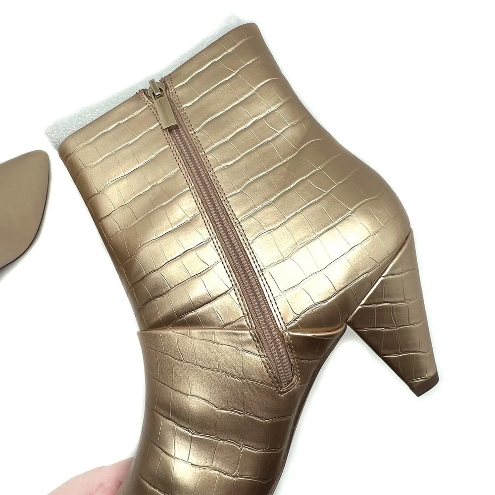 Faryl by Farylrobin Faux Croc Ankle Boot Marianna Heeled Bootie Size 10
